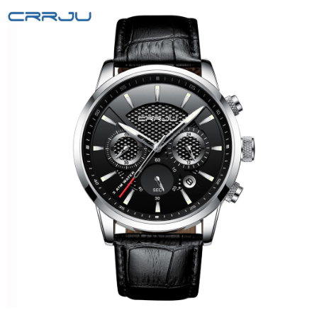 Reloj Hombre Sports Waterproof Chronograph Men's Watch 2021 CRRJU Automatic Quartz Leather Casual Watch 2212 M2