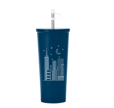 Surplus Stainless Insulated Tumbler with Straw and Print Design 650ml