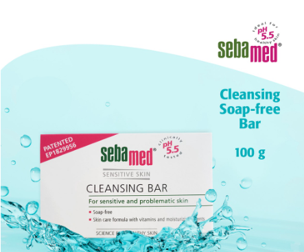 Sebamed Cleansing Soap-Free Bar pH 5.5 100g for Sensitive Skin