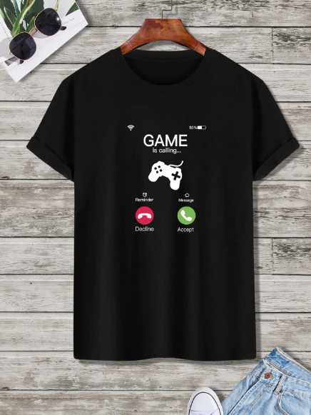 Manfinity Hypemode Men T-Shirts Fit Crew Neck Short Sleeve Graphic Tee Game Casual Funny Summer Polyester