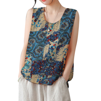 ZANZEA Women Korean O-Neck Sleeveless Casual Floral Printed Tanks