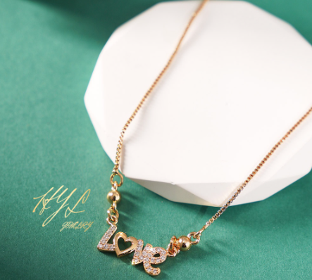 Hyl Fashion Accessories Necklace 18k Gold Plated Love Pendant Necklace For Women