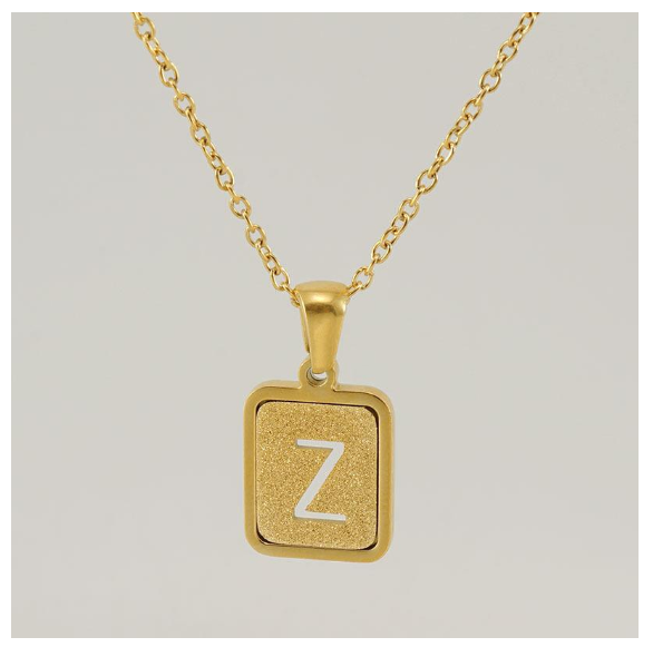 Fashionable 18K Stainless Steel Hollowed Out 26 Capital Letters Necklace for Womens Titanium Steel Letter Pendant Collarbone Chain Z