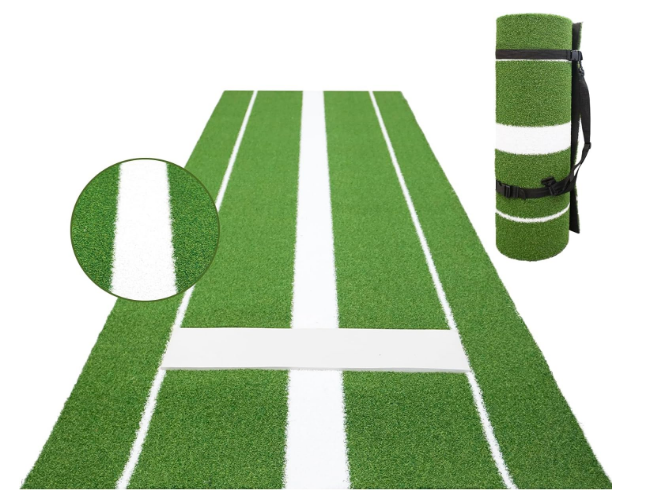 Softball Pitching Mat 10' x 3',Portable Softball Pitching Rubber Mound,Softball Pitching Aids for Indoor Outdoor Pitching Practice by Softball with Pitching Pad Anti-Fade Anti-Slip Pitch-Green