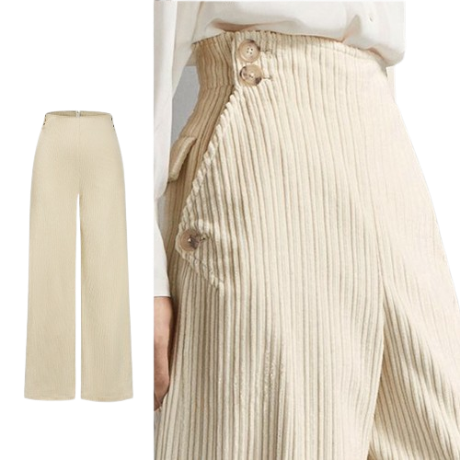 Lovito Women Casual Plain Button Pants L70AD044 (Multi-color)