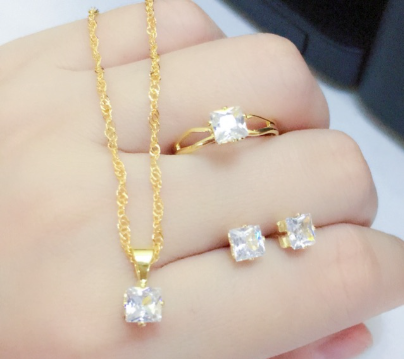 18k zircon Bangkok gold 3in1 ring