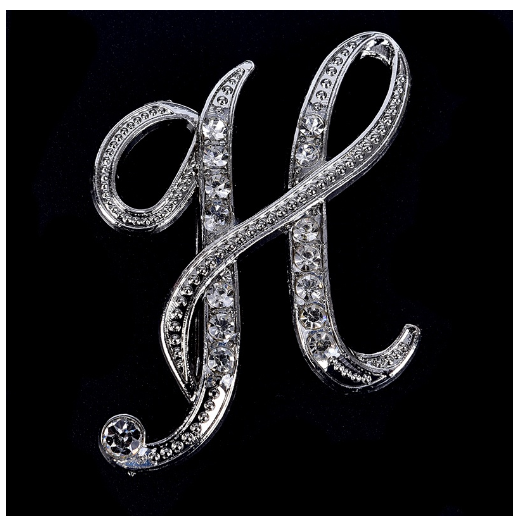 Crystal Rhinestone 26 Letters Women Collar Brooch Pin Corsage Bouquet Jewelry Modish H