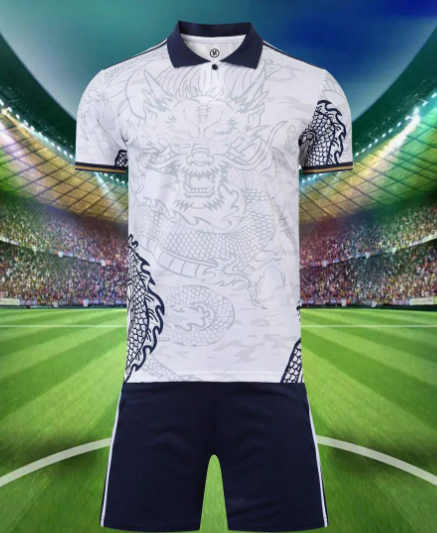 Men's Football Uniform Set, Polo Collar Dragon Pattern Design, Breathable & Comfortable, Suitable For Outdoor Activites Ronaldo Jersey