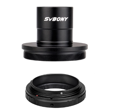 SV124 T-adapter for Telescope 0.965'' to M42 Male Thread with Nikon or Canon T-Ring adapter Black