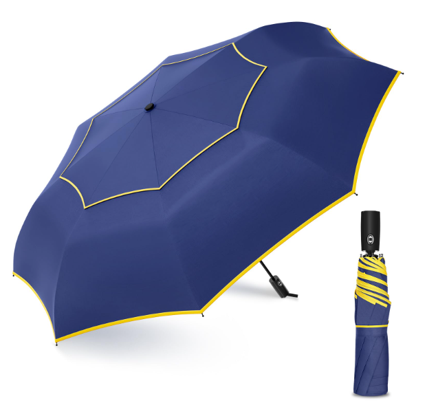 Large Golf Umbrella for Rain, Automatic Oversize Windproof Double Canopy Folding Umbrella for Travel UPF 50+ Compact Sun & Rain