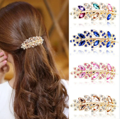 Women Fashion Rhinestone Horsetail Hairpin Spring Clip Ladies Luxury Jewelry Crystal Hair Clip Gorgeous Hair Accessories