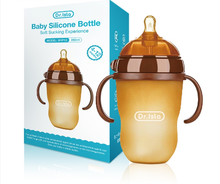Dr. Isla BYP09 Silicone Baby Milk Bottle Feeding Anti-Flatulence Simulated Breast With Straw