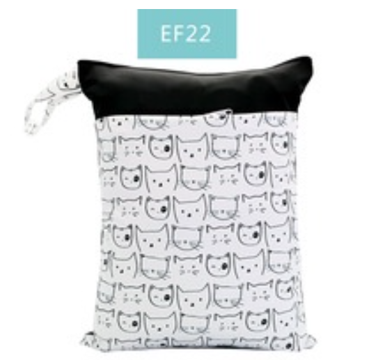 Happy Flute 1PC Reusable Waterproof Fashion Prints Wet And Dry Diaper Bag Double Pocket Cloth Handle Wetbags 30x40CM S14