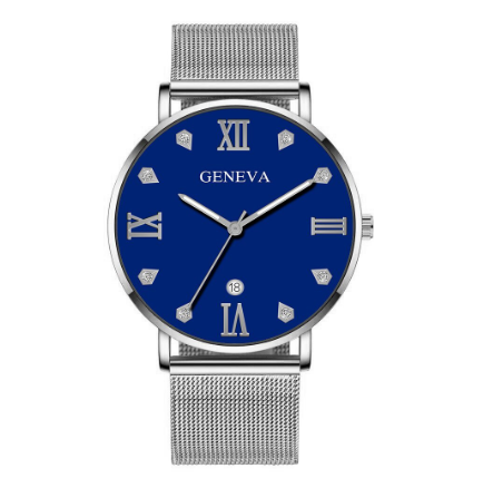 Original GENEVA Luxury Diamond Stainless Steel Waterproof Quartz Fashion Watch for men's Women's 9