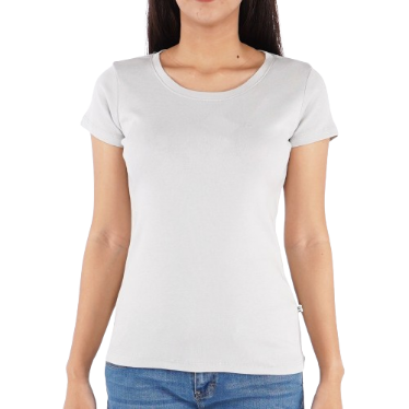 RRJ Basic Tees for Ladies Slim Fit Ribbed Fabric Trendy fashion Casual Top Gray Tees 109828-U (Gray)