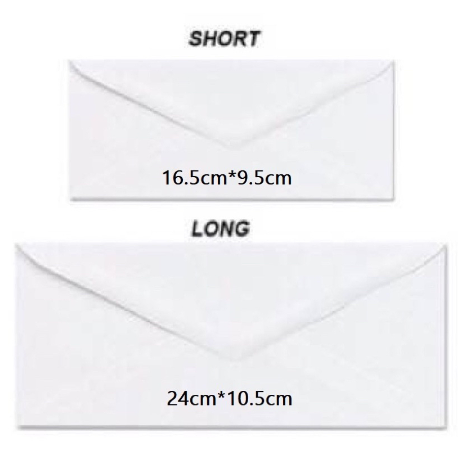 500pcs White Mail Envelope Long / Short per Box