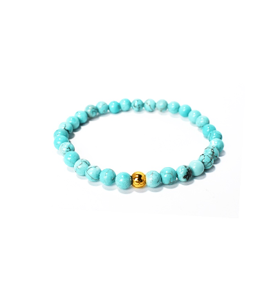 Turquoise Stone Bracelet with 18K Gold Plated Bead