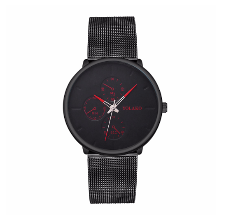Fashion Men Black Stainless Steel Mesh Belt Quartz Business Watch Luxury Casual Sport Watch 002