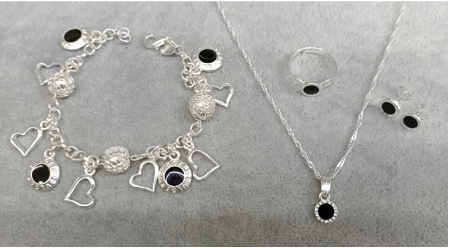 925 Silver Black Stone Jewelry Set 4in1
