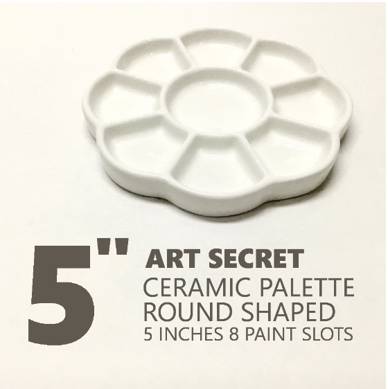 ART SECRET 5 inches ROUND Ceramic Palette Watercolor Palette for Watercolor Gouache Acrylics