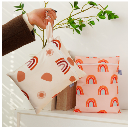 Elinfant 2 Pcs-Set Mini Eco-friendly Portable Waterproof Snack Bag Washable Reusable Baby Diaper Bag D05