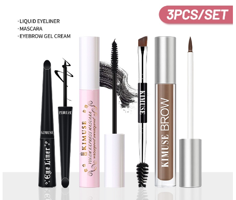 Kimuse 5 Color Eyebrow Gel +Eyeliner +Mascara Super Waterproof Sweatproof Long Lasting Eye Makeup Set