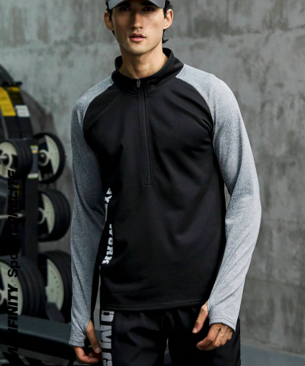 Manfinity Sport Corelite Men Letter Graphic Raglan Sleeve Two Tone Sports Jacket Workout Tops