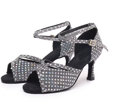 Latin Dance Shoes Black National Standard High Heel 5cm Female Adult Ladies Practice Indoor Half Palm Cash