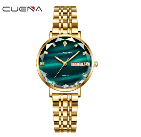 CUENA Women's Watch Top Brand Fashion Business Elegant Luxury Analog Quartz Stainless Steel Waterproof 6002 F02