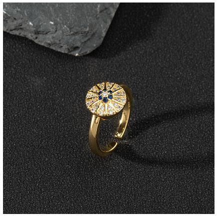 Copper Zircon Enamel Drop Oil Ring Female Evil Eye Vintage Accessories Jewelry T