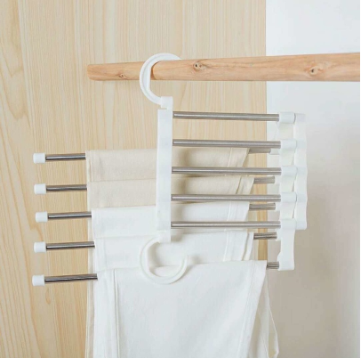 5 Layers Multi-Functional Pants Hangers Holders Trousers Hanger Storage Rack Clothes Space-Z520