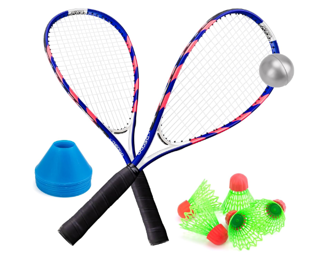 Badminton Racket Set of 2, Lightweight Tennis Racket Indoor and Outdoor, Crossminton Set, Best Speed Badminton Racket Gift for Kids and Adults, Rapid Ball Beach Garden Game