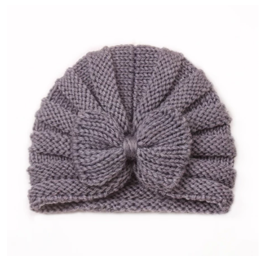 Newborn BowKnot Wool Soft Hat Elastic Knitted Warm Wool Cap for Baby Girl Turban Hat for Kids Girl H8