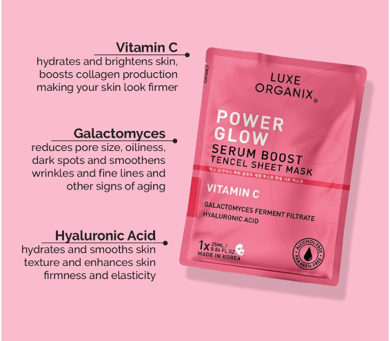 Luxe Organix Power Glow Serum Boost Sheet Mask 25ml
