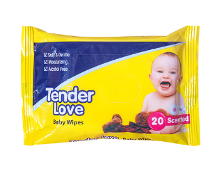 Tender Love Powder Scent Baby Wipes 20's