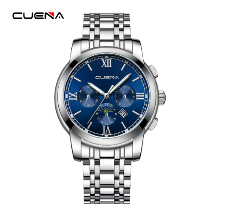 CUENA Men's Watches Original Brand Stainless Steel Waterproof Quartz Analog Business Sports 6052 M3