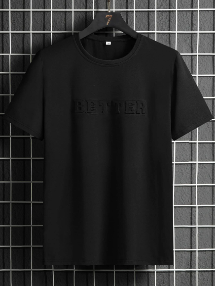 Manfinity Homme Men T-Shirts Fit Crew Neck Short Sleeve Slogan Tee Letter Graphic Casual Summer Polyester