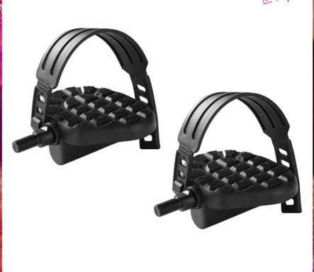 Stationary Bike Pedals Pair Exercise Bike Pedals wih Straps, Fits Flat Form Exerciser Equipment & Exercise Bike Bicycle