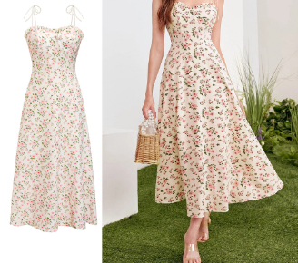 Lovito Women Boho Ditsy Floral Pattern Dress L71ED281 Multi-Color