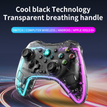 Wireless Pro Bluetooth Controller Gamepad Transparent Joystick for PC Android Switch OLED iOS