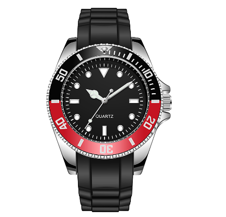 TPW Japan Movement Quartz Watch 40mm Dial Watches Rotating Bezel Rubber Strap Wristwatch RED