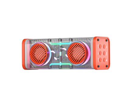 Zeus S-109 Transparent Mech-Style Dual Speaker Bluetooth Portable RGB LED Light Speaker Rechargeable