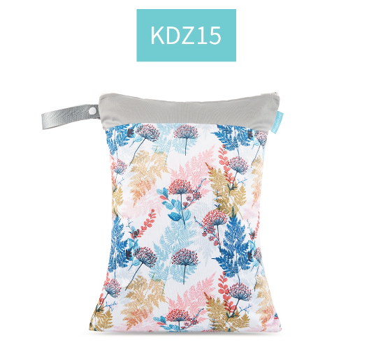 Happyflute 1PC Reusable Waterproof Fashion Prints Wet And Dry Diaper Bag Double Pocket Cloth Handle Wetbags DB9