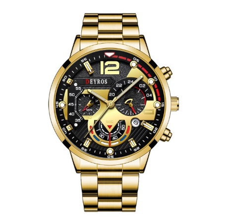 DEYROS Men's Waterproof Quartz Business Wacthes Black Stainless Steel Analog Original Wristwatch Men Watch Relo Ng Kalalakihan 1