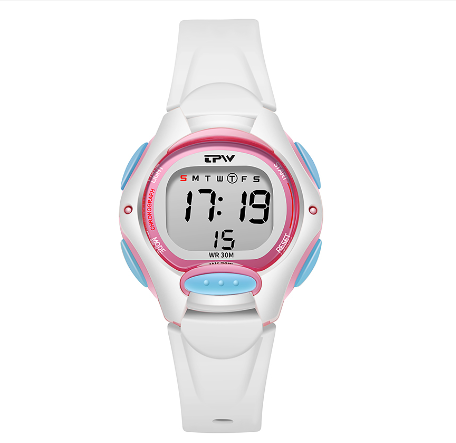 TPW Kids Watch 35mm Small Size Watches 3ATM Water Resistance Sport Wristwatch WHITE