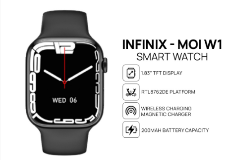 Infinix - Moi W1 Smart Watch | 1.83" TFT 240*282 | RTL8762DE Platform | 200 MAH Battery Capacity