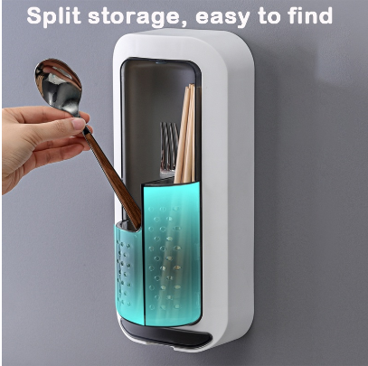 Wall-mounted rotatable Waterproof Knife Fork Spoon Chopsticks Toothbrush Storage rack box Holder She