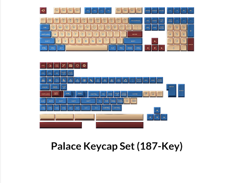 Akko Palace 187-Key OSA Profile PBT Double-Shot Full Keycap Set, 7u / 6.25u Spacebar, for MX Mechanical Keyboards and Alice Keyboards
