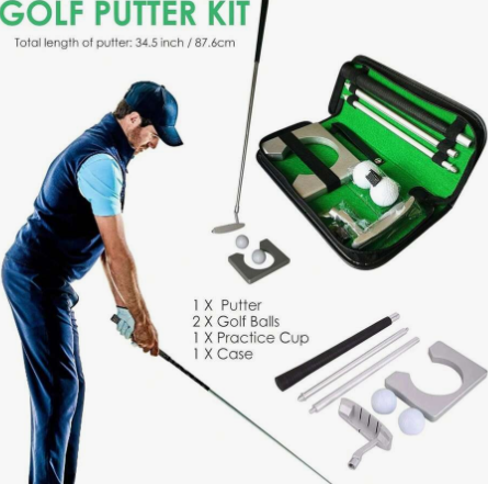 Mini Golf Indoor Set For Home And Office With Putter . Golf Training With Folding Golf Rackets, Hole, 2 Balls And Zippered Carry Bag . Improve Your Disability