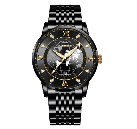 Original Luxury Golden Fashion Men Quartz Waterproof Luminous Calendar Stainless Steel Watch M12